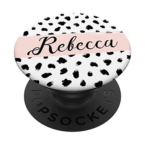 Rebecca Personalisierbare Dalmatiner-Tupfen, Schwarz und Weiß PopSockets mit austauschbarem PopGrip von TopsandthePops