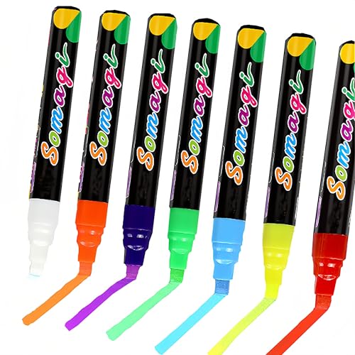 Textmarker Stifte,8 Farben Highlighter Pen,Leuchttafel Spezialstift Flach Löschbar Werbung Stift Kreidetafel Graffiti Flüssigkreide Highlighter Für Büro Zuhause Party Hochzeit,Weihnachten,Halloween von Topspitgo