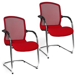 2 Topstar Besucherstühle Open Chair 100 OC590 T31 rot Stoff von Topstar