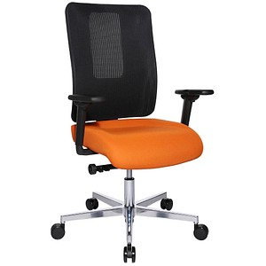 Topstar Bürostuhl Sitness Open X (N) Deluxe Alu mit Schiebesitz, OX39WTW2 T340 Stoff orange, Gestell alu von Topstar