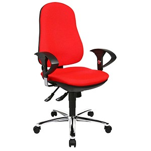 Topstar Bürostuhl Support ®Syncro Deluxe, 8559U G21 Stoff rot, Gestell chrom von Topstar