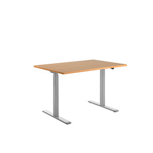 Topstar E-Table elektrisch höhenverstellbarer Schreibtisch buche rechteckig, T-Fuß-Gestell grau 120,0 x 80,0 cm von Topstar