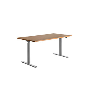 Topstar E-Table elektrisch höhenverstellbarer Schreibtisch buche rechteckig, T-Fuß-Gestell grau 160,0 x 80,0 cm von Topstar