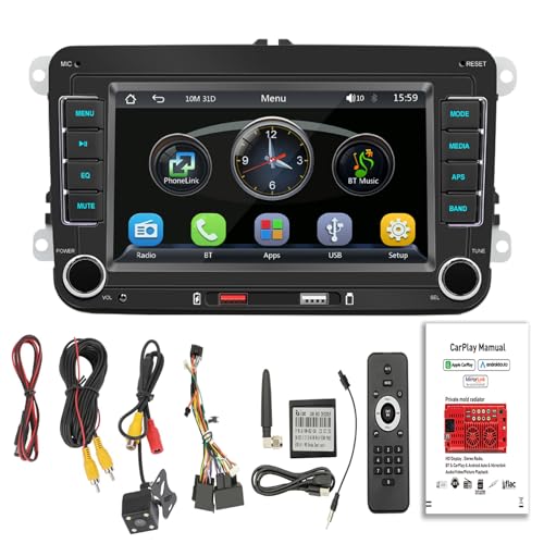 Topteng 7 "Wireless Carplay Bluetooth Stereo Radio FM Auto MP5 Player Fernbedienung + 4 LED Kamera Für Volkswagen von Topteng