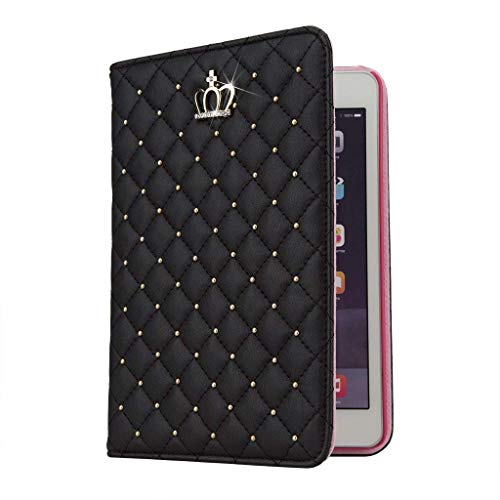 Topwin Schutzhülle für iPad 9.7 2018/2017, Kronen-Design, mit Strasssteinen, elegant, Premium-PU-Leder, stoßfest, für Apple iPad 9.7 iPad 5./6. Generation Schwarz Black-No Buckle von Topwin