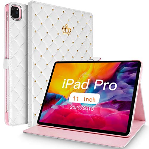 Topwin Schutzhülle für iPad Pro 11 2021/2020/2018, Crown Bling Diamond Cute PU Leder Smart Auto Sleep/Wake Stoßfest für iPad Pro 11 Zoll (3. Generation) 2021/(2. Generation) 2020/(1. Generation) 2018 von Topwin