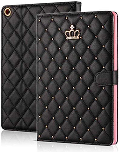 Topwin iPad Mini 6 Schutzhülle (8,3 Zoll, Modell 2021), Krone Bling Diamant Niedlich PU Leder Smart Auto Sleep/Wake mit Ständer Stoßfest für Apple iPad Mini 6. Generation 8,3 Zoll (schwarz) von Topwin