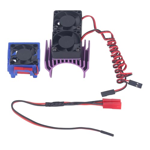 Topyond RC 5V Kühlkörper Lüfter Set für Traxxas Slash 4x4 VXL RC Auto, effiziente Motorkühlung, wasserdicht, aus Aluminiumlegierung gebauter RC-Motorlüfter für Liebhaber (lila) von Topyond