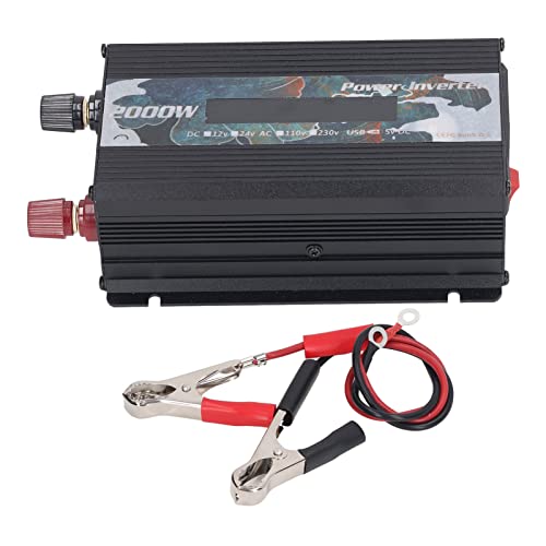 Topyond Wechselrichter,Car Power Inverter DC zu AC Schnelle Wärmeableitung LCD Display 2.0 USB Port Solar Sinus Auto Wechselrichter 2000W (DC12V) von Topyond