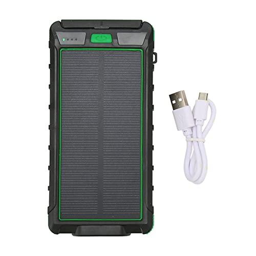 Tragbares Solar-Telefonladegerät mit 20.000 mAh, Zwei USB-Anschlüssen, LED-Taschenlampe und Kompass, robuste Solar-Powerbank für Camping und Wandern (Schwarzgrün) von Topyond
