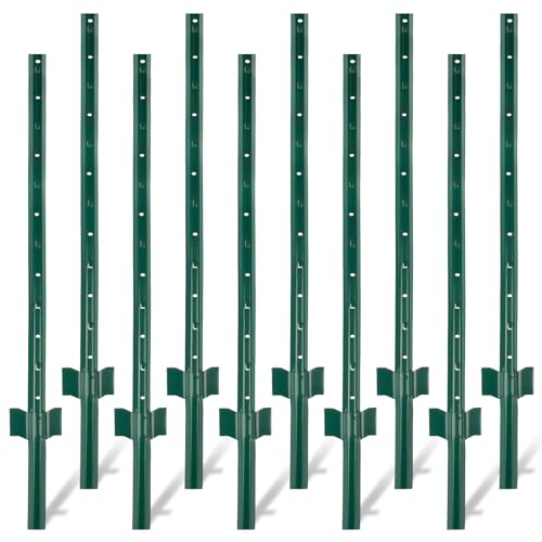 Toriexon 10 Packungen Metall-Zaunpfosten, 91,4 cm, robuste Zaunpfosten mit U-Kanal, Stahl-T-Pfosten-Zäune zum Halten von Gartendrahtzaun, Eckankerpfosten usw. Toriexon 10 Packungen Metall-Zaunpfosten, 91,4 cm, robuste Zaunpfosten mit U-Kanal, Stahl-T-Pfosten-Zäune zum Halten von Gartendrahtzaun, Eckankerpfosten usw. von Toriexon