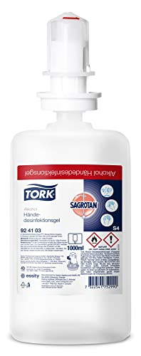 Sagrotan Tork Händedesinfektionsgel S4, Desinfektionsmittel mit feuchtigkeitsspendenden Inhaltsstoffen, 6 × 1.000 ml, 924103 von Tork