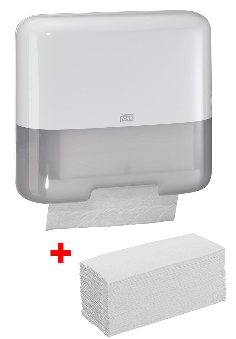 TORK Papierhandtuchspender-Set Elevation H3 Classic Mini 300 Tücher weiß TORK Papierhandtuchspender-Set Elevation H3 Classic Mini 300 Tücher weiß von Tork