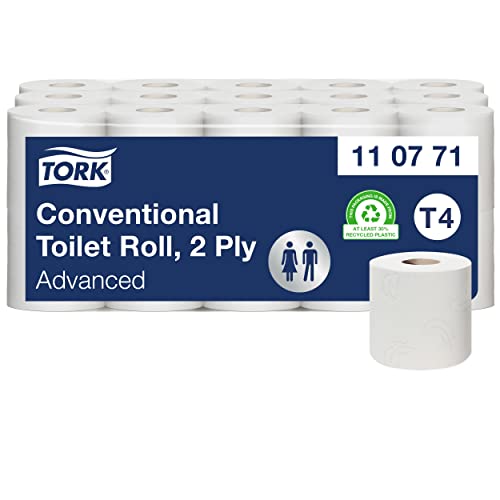 Tork 110771 weiches Kleinrollen Toilettenpapier in Advanced Qualität für Tork T4 Kleinrollensysteme / WC-Papier 2-lagig / weich & reißfest, 1 x 30er Pack (30 x 400 Blatt) von Tork