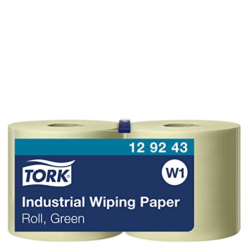 Tork 129243 Industrie Papierwischtücher für W1 Bodenständer- und Wandhalter-System / 2-lagige Wischtücher in Grün / Advanced Qualität / 2 x 510 m von Tork