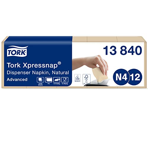 Tork 13840 Xpressnap Spenderserviette N4 aus 100% recyclten Fasern / Natur Papierserviette mit Umweltsymbol / 8x1125 Stück Tork 13840 Xpressnap Spenderserviette N4 aus 100% recyclten Fasern / Natur Papierserviette mit Umweltsymbol / 8x1125 Stück von Tork