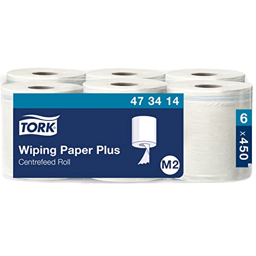 Tork 473414 Mehrzweck Papierwischtücher für das M2 Innenabrollungspendersystem / 2-lagiges stabiles Papier in Weiß / 6 x 150.8 Meter von Tork