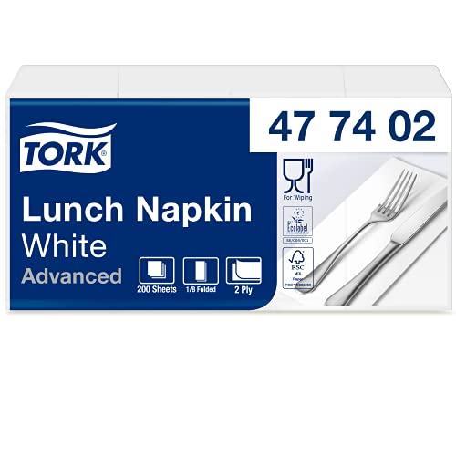 Tork 477844 Lunchservietten Hellblau / 2-lagige Servietten für kleine Gerichte oder Snacks / Advanced Qualität / 10 x 200 (2000) Papierservietten / 32,6 x 33 cm (B x L) / 1/4-Falz von Tork