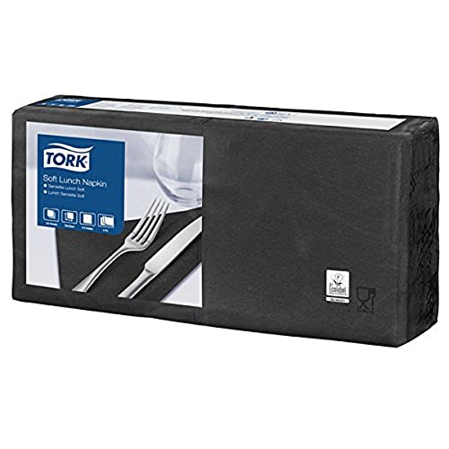 Tork 477864 Weiche Lunch-Serviette, 33X33 cm, 3-lagig, 1/4-Faltung, 1X150, Schwarz von Tork