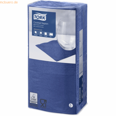 Tork Cocktailservietten Advanced 24x24cm 1/4 Falz 2-lagig dunkelblau V Tork Cocktailservietten Advanced 24x24cm 1/4 Falz 2-lagig dunkelblau V von Tork