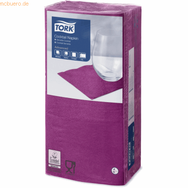 Tork Cocktailservietten Advanced 24x24cm 1/4 Falz 2-lagig violett VE=2 Tork Cocktailservietten Advanced 24x24cm 1/4 Falz 2-lagig violett VE=2 von Tork