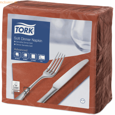 Tork Dinnerservietten Advanced 39x39cm 1/4 Falz 3-lagig terracotta VE= Tork Dinnerservietten Advanced 39x39cm 1/4 Falz 3-lagig terracotta VE= von Tork