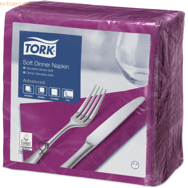 Tork Dinnerservietten Advanced 39x39cm 1/4 Falz 3-lagig violett VE=100 Tork Dinnerservietten Advanced 39x39cm 1/4 Falz 3-lagig violett VE=100 von Tork