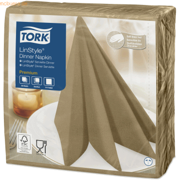 Tork Dinnerservietten Premium LinStyle 39x39cm 1/4 Falz 1-lagig biscui Tork Dinnerservietten Premium LinStyle 39x39cm 1/4 Falz 1-lagig biscui von Tork
