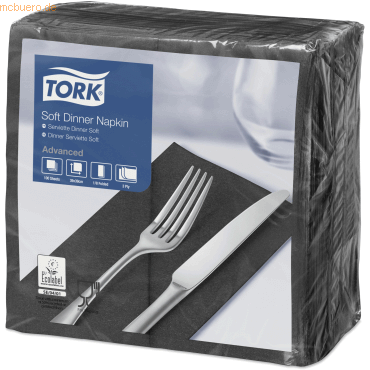 Tork Dinnerservietten Soft 39x39cm 1/8 Falz 3-lagig schwarz VE=100 Stü Tork Dinnerservietten Soft 39x39cm 1/8 Falz 3-lagig schwarz VE=100 Stü von Tork