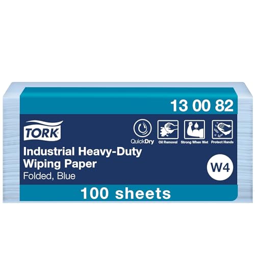Tork Extra Starke Industrie Papierwischtücher Blau W4, Schützen die Hände, 100 Tücher, 130082 Tork Extra Starke Industrie Papierwischtücher Blau W4, Schützen die Hände, 100 Tücher, 130082 von Tork