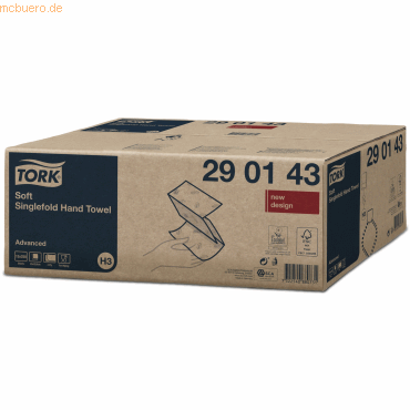 Tork Handtücher Advanced H3 V-Falz 2-lagig weiß VE=15x250 Stück Tork Handtücher Advanced H3 V-Falz 2-lagig weiß VE=15x250 Stück von Tork