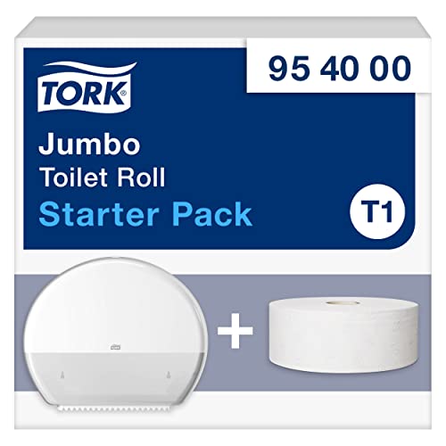 Tork Jumbo-Toilettenpapierrolle Starter Pack - 954000 - T1 + Toilettenpapier-Nachfüllung (360 m) von Tork