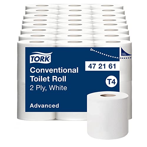 Tork Kleinrollen Toilettenpapier Weiß T4, Advanced, 2-lagig, 48 × 200 Blatt, 472161 von Tork