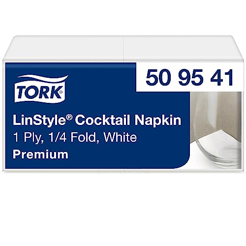 Tork LinStyle Cocktailservietten Weiß, 1/4‑Falz, strapazierfähig, 23,8 x 23,8 cm, 14 x 100 Servietten, 509541 Tork LinStyle Cocktailservietten Weiß, 1/4‑Falz, strapazierfähig, 23,8 x 23,8 cm, 14 x 100 Servietten, 509541 von Tork