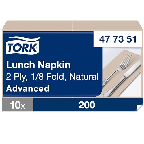 Tork Lunch Napkin Natural, 1/8 Fold, 2-Ply, 33 cm × 33 cm, 10 × 200 Napkins, 477351 Tork Lunch Napkin Natural, 1/8 Fold, 2-Ply, 33 cm × 33 cm, 10 × 200 Napkins, 477351 von Tork