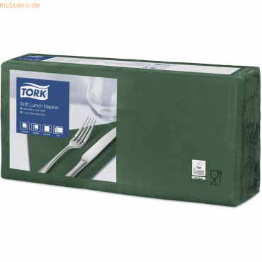 Tork Lunchservietten Advanced 33x33cm 1/4 Falz 3-lagig dunkelgrün VE=1 von Tork