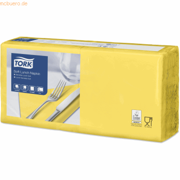 Tork Lunchservietten Advanced 33x33cm 1/4 Falz 3-lagig gelb VE=150 Stü von Tork