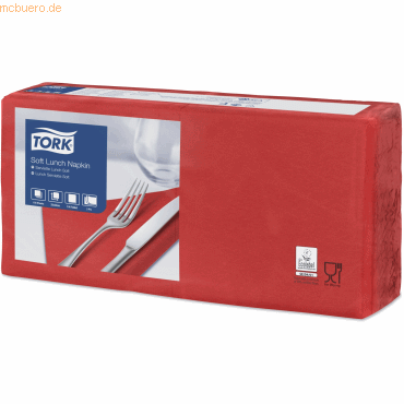 Tork Lunchservietten Advanced 33x33cm 1/4 Falz 3-lagig rot VE=150 Stüc von Tork