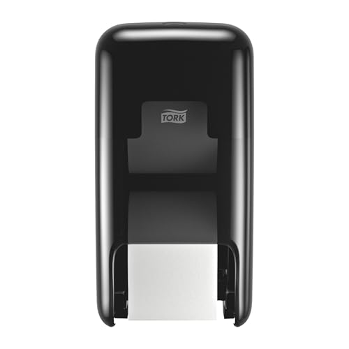 Tork OptiServe Doppelrollenspender für Hülsenloses Toilettenpapier Schwarz T7, vertikaler Toilettenrollenspender, Elevation Design, 558042 von Tork