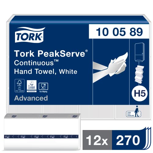 Tork PeakServe Endlos-Papierhandtücher Weiß H5, Advanced-Qualität, komprimiert, 12 × 270 Blatt, 100589, Mittel von Tork