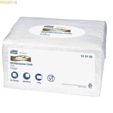 Tork Reinigungstücher Premium 510 1-lagig 38,5x32cm weiß VE=8x55 Tüche von Tork