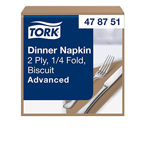 Tork Serviette Dinner bistre, pliage 1/4 2 plis, 40 cm x 39 cm, 12 x 150 serviettes, 478751 von Tork