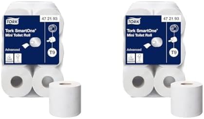 Tork SmartOne Mini Toilettenpapier Weiß T9, Advanced, 2-lagig, 12 × 620 Blatt, 472193 (Packung mit 2) von Tork