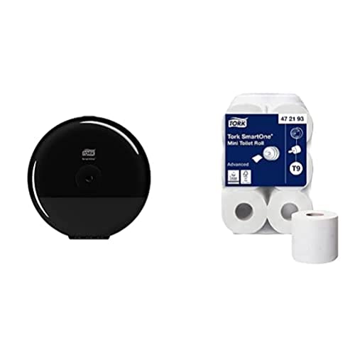 Tork SmartOne Mini-Toilettenpapierspender + Nachfüllpackung - T9 - Mini-Toilettenpapierrollen-Nachfüllpackung (12x 620 Blatt) von Tork