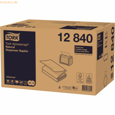 Tork Spenderservietten Xpressnap (N4-System) 21,3x33cm 1-lagig natur V von Tork