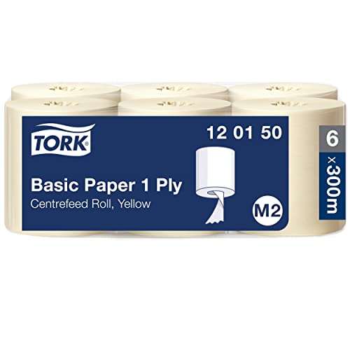 Tork Standard-Papierwischtücher mit Innenabrollung Gelb M2, saugfähige Papiertücher, 6 × 300 m, 120150 von Tork