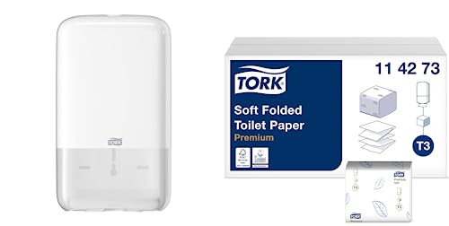 Tork Toilettenpapierspender + Nachfüllpackung - T3 - Nachfüllpackung weiches gefaltetes Toilettenpapier (30 x 252 Blatt) von Tork