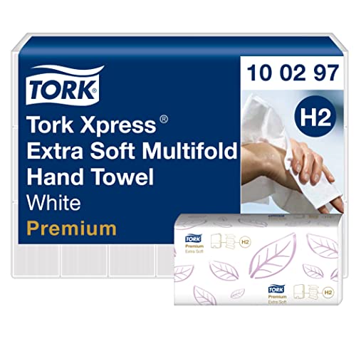 Tork Xpress extra weiche Multifold Papierhandtücher 100297 - H2 Premium umweltschonende Falthandtücher für Handtuchspender - extra weich und saugfähig, 2-lagig, weiß - 21 x 100 Tücher von Tork