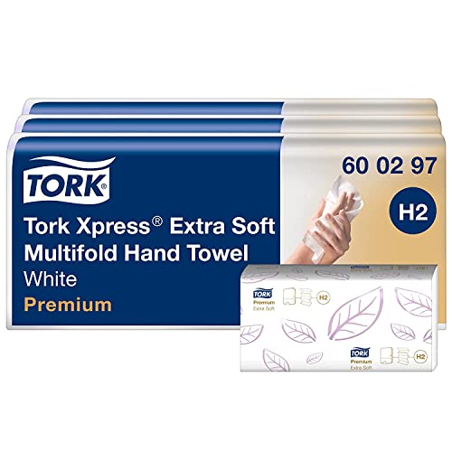 Tork Xpress extra weiche Multifold Papierhandtücher 600297 - H2 Premium Falthandtücher für Handtuchspender - extra weich und saugfähig, 2-lagig, weiß - 7 x 100 Tücher von Tork