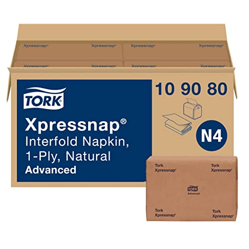 Tork Xpressnap® Weiße Spenderserviette N4, einmalige Dosierung, 1-lagig, 1/4 Falz, 33 x 21,6 cm, 12 x 500 Servietten, 109080 von Tork